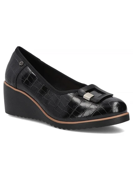 Černé kožené lodičky Filippo DP7661/26 BK na podpatku