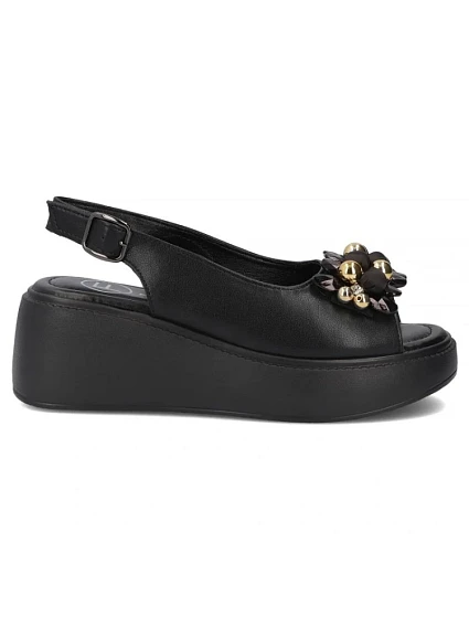 Dámské kožené sandály na platformě černé model 22135911 - FILIPPO