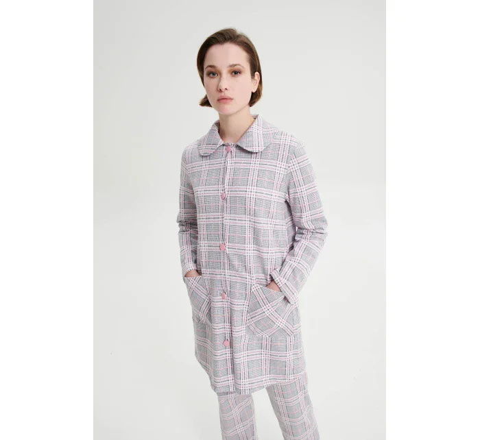 Vamp - Károvaný župan na knoflíky 19169 - Vamp Vamp - Károvaný župan na knoflíky 19169 - Vamp