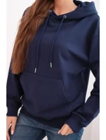 Dámská mikina s kapucí a klokaní kapsou modrá