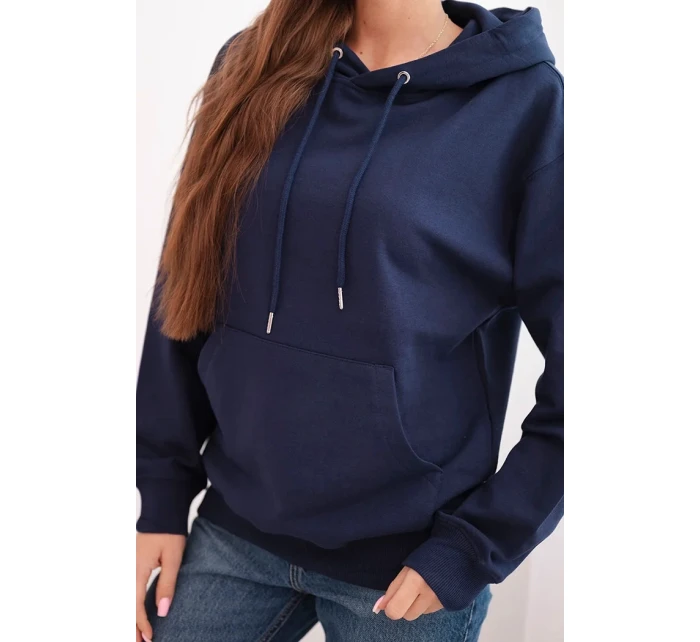 Dámská mikina s kapucí a klokaní kapsou modrá
