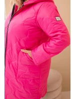 Dámská zimní péřová bunda Plus Size s kapucí neonově růžová Dámská zimní péřová bunda Plus Size s kapucí neonově růžová
