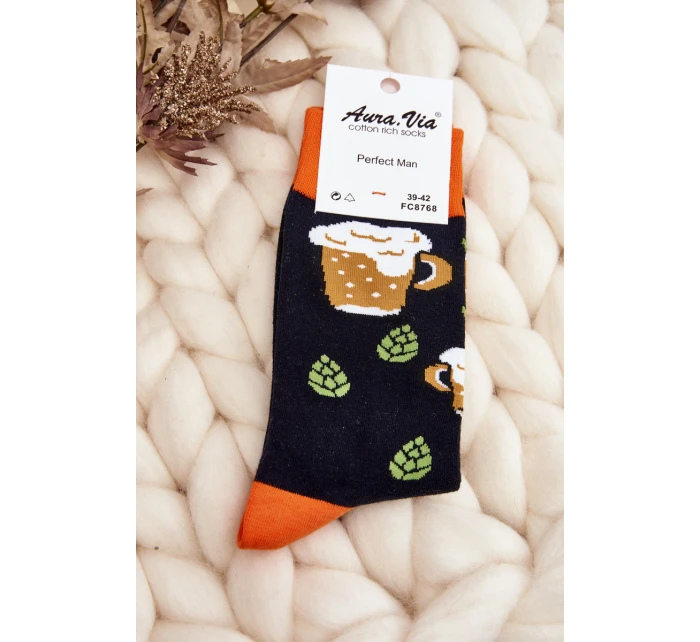 Mužské ponožky s model 21643686 vzory černé - Aura.via