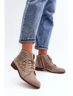 Dámské Prodyšné Šněrovací Botky Zazoo 2871 Beige