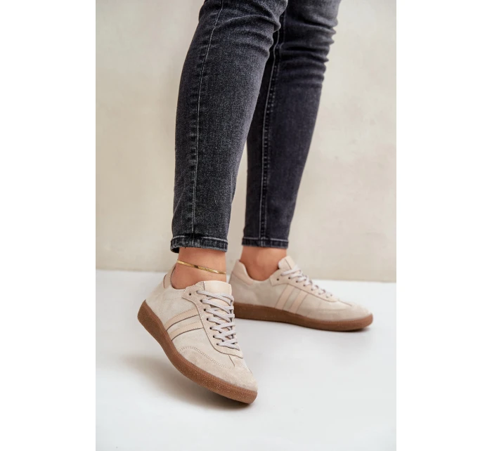Nízké dámské semišové tenisky béžové Zazoo N1068