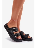 Kožené Dámské Sandály S Ozdobnými Přezkami Big Star RR274658 Černé Kožené Dámské Sandály S Ozdobnými Přezkami Big Star RR274658 Černé