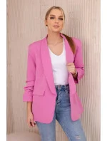 Sako s klopami elegantní model 20843831 tmavě růžová - Kesi Sako s klopami elegantní model 20843831 tmavě růžová - Kesi