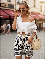 Dámské šortky s elastickým pasem, bílo-námořnická modrá, FashionStreet SY0540 Dámské šortky s elastickým pasem, bílo-námořnická modrá, FashionStreet SY0540
