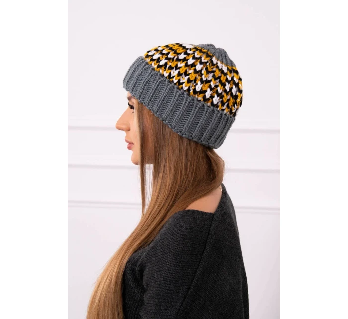 Dámská čepice Iris K348 tmavě šedá+žlutá Dámská čepice Iris K348 tmavě šedá+žlutá