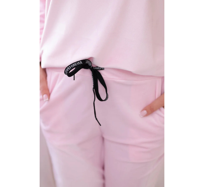 Velurový komplet mikiny + kalhoty pudrově růžová