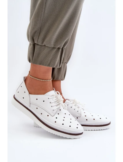 Bílé dámské kožené polobotky model 21655697 - S.Barski