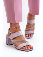 Dámské elegantní sandály na podpatku fialové D&A model 21659773 - S.Barski