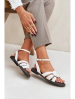 Kožené Dámské Sandály Na Plochém Podpatku Bílé Zazoo model 21682210 - Boto Kožené Dámské Sandály Na Plochém Podpatku Bílé Zazoo model 21682210 - Boto