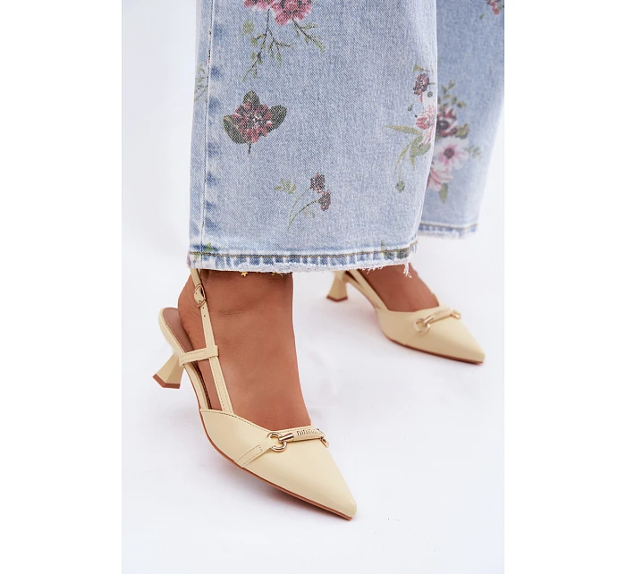 Ženské sandály na podpatku se špičatými špičkami Žluté Felessa