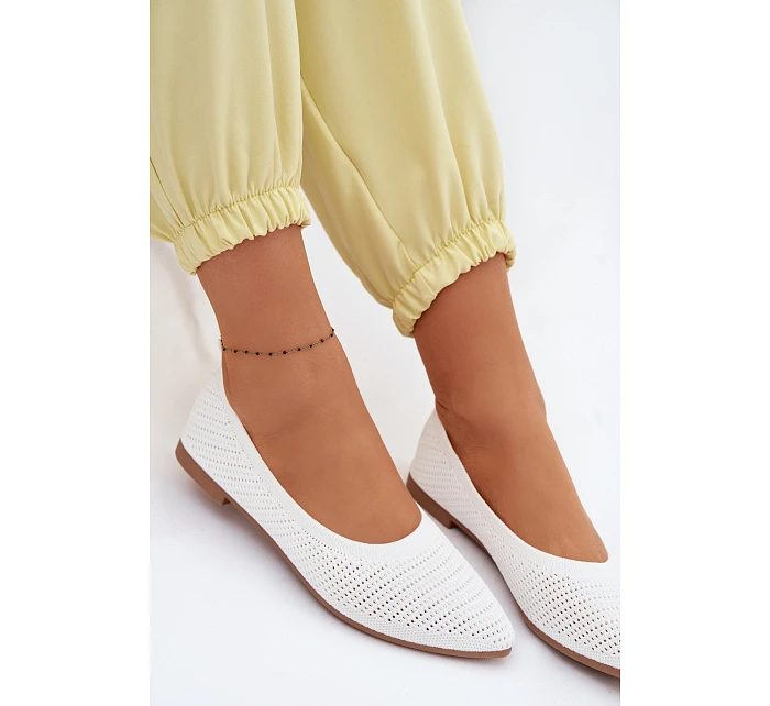 Síťované Materiálové Baleríny Dámské Bílé Sarina Síťované Materiálové Baleríny Dámské Bílé Sarina