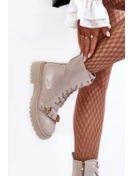 Dámské patentované pracovní boty s dekorací D&A světle šedá Dámské patentované pracovní boty s dekorací D&A světle šedá