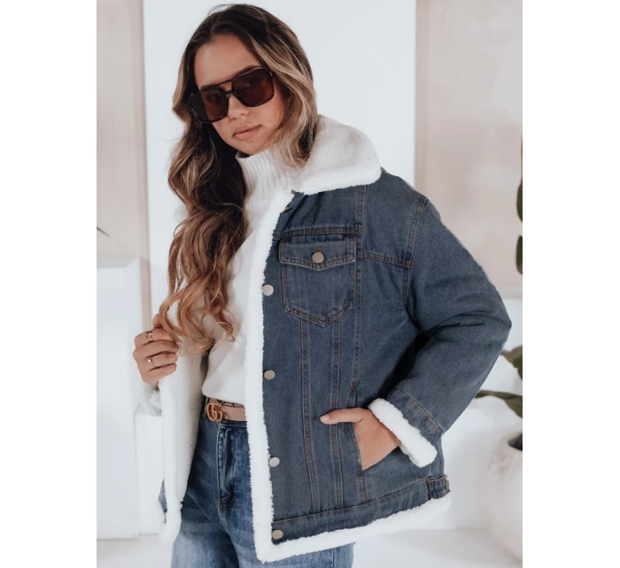 Dámská zimní džínová bunda s ovčí kůží modrá FashionStreet TY5172