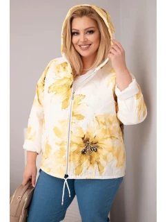 Dámská jarní bunda Plus Size s květinovým vzorem žlutá