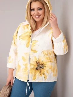 Dámská jarní bunda Plus Size s květinovým vzorem žlutá