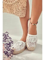 Dámské krajkové espadrilky s ozdobou Bíle Summer Dream