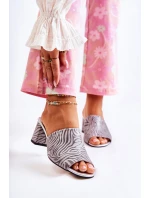 Kožené dámské pantofle na vysokém podpatku Zebra šedá model 21589956 - Boto