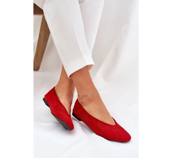 Klasické Baletky Z Eko Semiše Červené model 21687300 - Boto Klasické Baletky Z Eko Semiše Červené model 21687300 - Boto