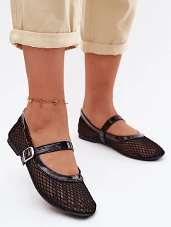 Síťové baleríny s páskem Černé Gaia