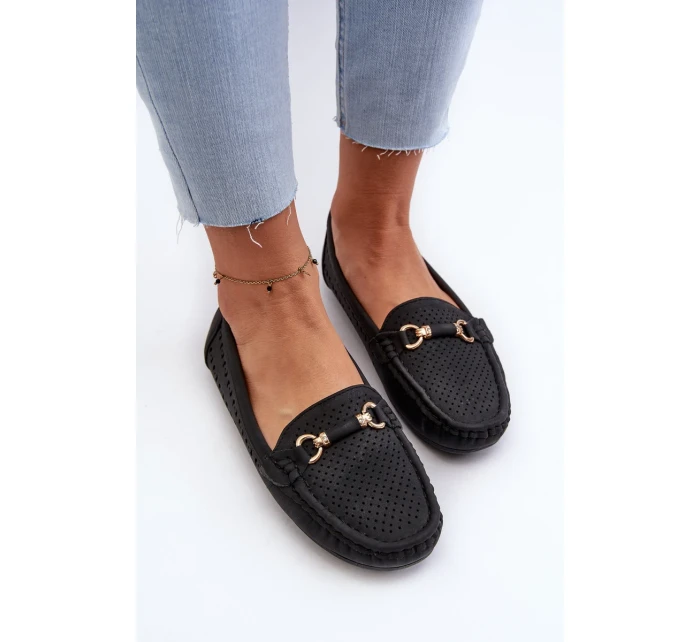 Dámské prolamované mokasíny s ozdobou, Black Kaydance Dámské prolamované mokasíny s ozdobou, Black Kaydance