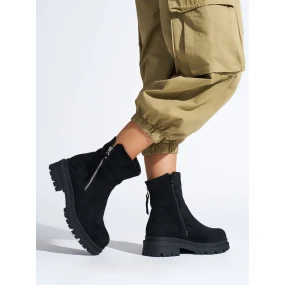 Praktické černé dámské kotníčkové boty platforma Praktické černé dámské kotníčkové boty platforma