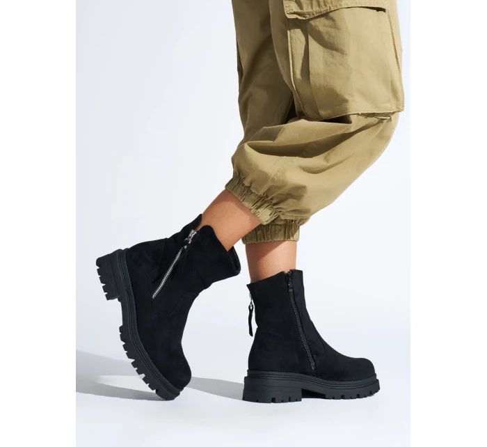 Praktické černé dámské kotníčkové boty platforma Praktické černé dámské kotníčkové boty platforma