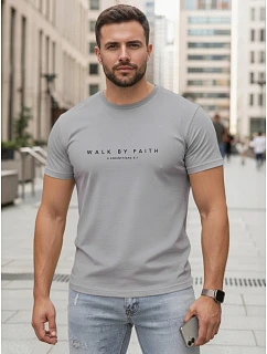Koszulka męska z napisem bawełniana szara model 22216263 - FashionStreet