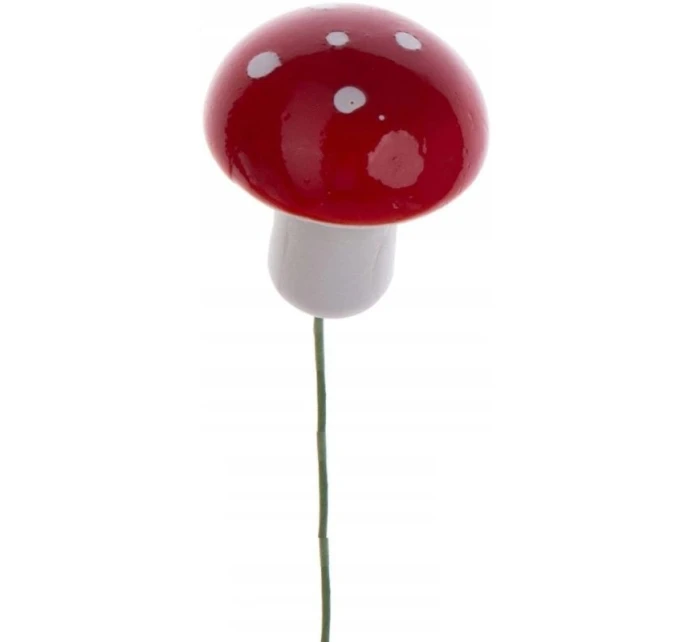 DEKORATIVNÍ FIGURKY HOUBY MUCHOMŮRKY NA DRÁTĚ 9KS