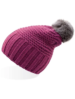 Atlantis Headwear Monte Bianco Pletená čepice s bambulí "Monte Bianco" 33.0185 fuchsia/grey