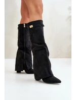 Dámské Kozačky Eko Semišové S Svrškem Na Černé model 21672143 - Boto