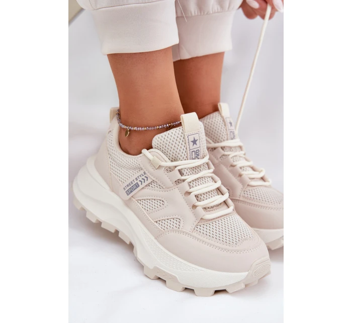 Sportovní boty sneakers dámské na silné podrážce béžové Prononice Sportovní boty sneakers dámské na silné podrážce béžové Prononice