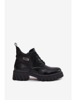 Nízké zateplené dámské kotníkové boty na klínku s ozdobným páskem Černé model 21708426 - Boto