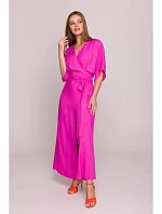 Dámské šaty se zavinovacím vzorem S406 Tmavě růžová - Stylove