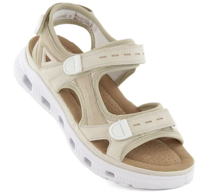 Pohodlné sandály na suchý zip Rieker W RKR691 beige