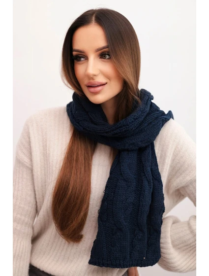 Dámský vlněný klasický šátek s copánkovým vzorem KN22 granátový Dámský vlněný klasický šátek s copánkovým vzorem KN22 granátový
