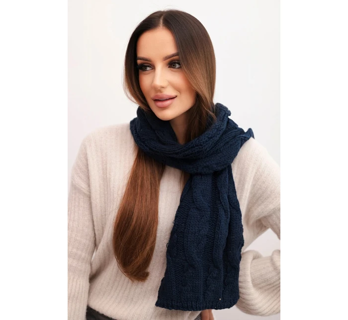 Dámský vlněný klasický šátek s copánkovým vzorem KN22 granátový Dámský vlněný klasický šátek s copánkovým vzorem KN22 granátový