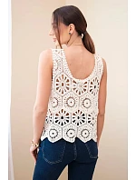 Dámská viskózová halenka bez rukávů s výstřihem do V džínová