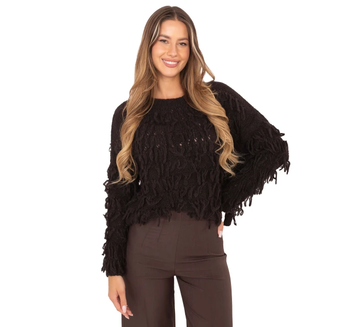 Sweter MI SW model 21314547 ciemny brązowy - FPrice Sweter MI SW model 21314547 ciemny brązowy - FPrice