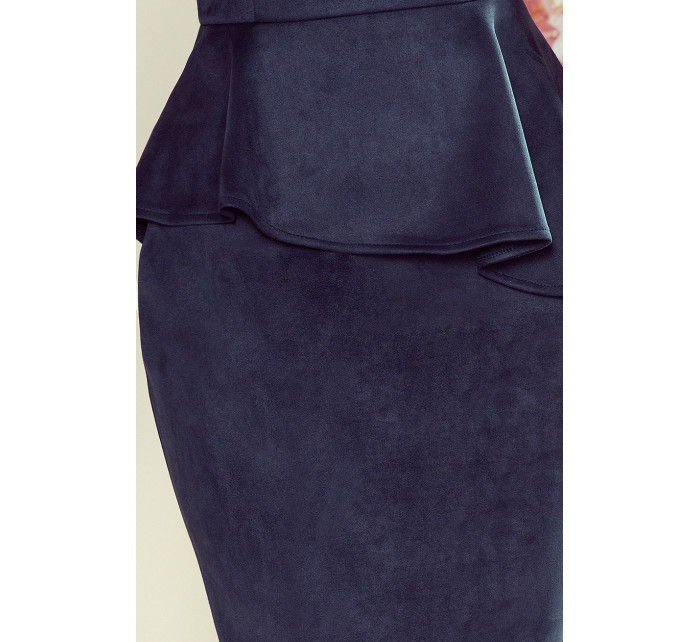 Pouzdrové šaty s volánem v pase Numoco - tmavě modré
