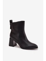 Dámské zateplené kotníkové boty na sloupku z pravé kůže – černé Vinceza Dámské zateplené kotníkové boty na sloupku z pravé kůže – černé Vinceza