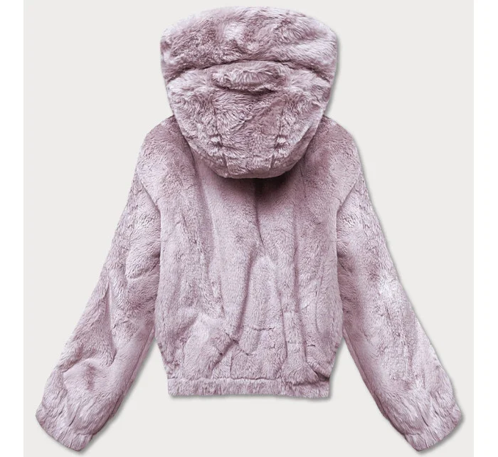 Krátká růžová dámská kožešinová bunda (R8050-81)
