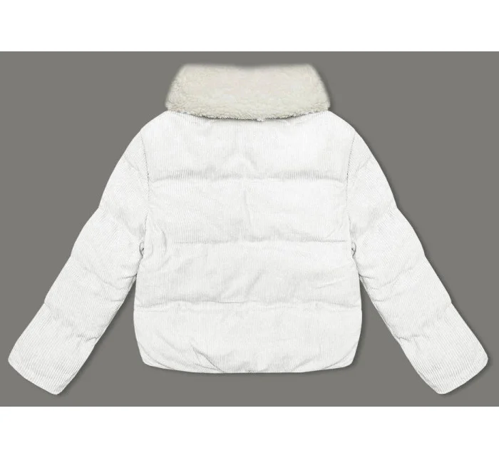 Bílá dámská manšestrová bunda s vysokým stojáčkem J Style (5M3230-281)