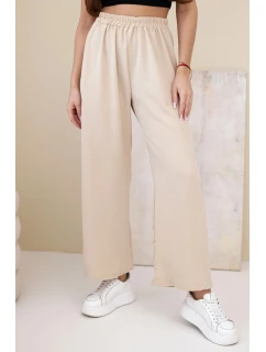 Kalhoty s širokým model 21903442 tmavě béžové - K-Fashion