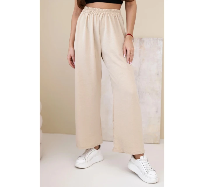 Kalhoty s širokým model 21903442 tmavě béžové - K-Fashion