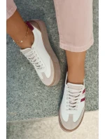 Kožené dámské sneakersy na platformě Zazoo N1234 béžovo-červené Kožené dámské sneakersy na platformě Zazoo N1234 béžovo-červené