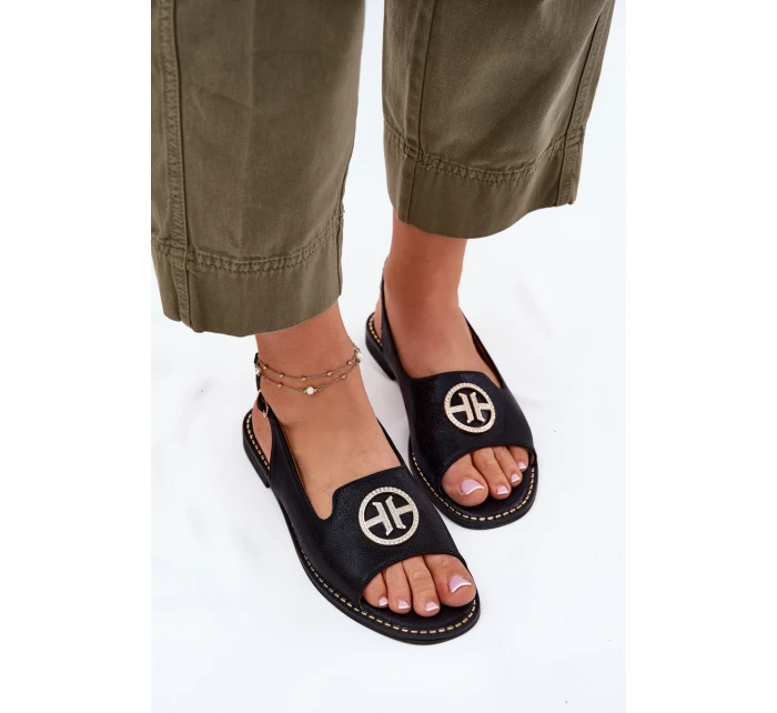 Dámské Sandály Na Plochém Podpatku S Ozdobou model 21698199 Černé - S.Barski